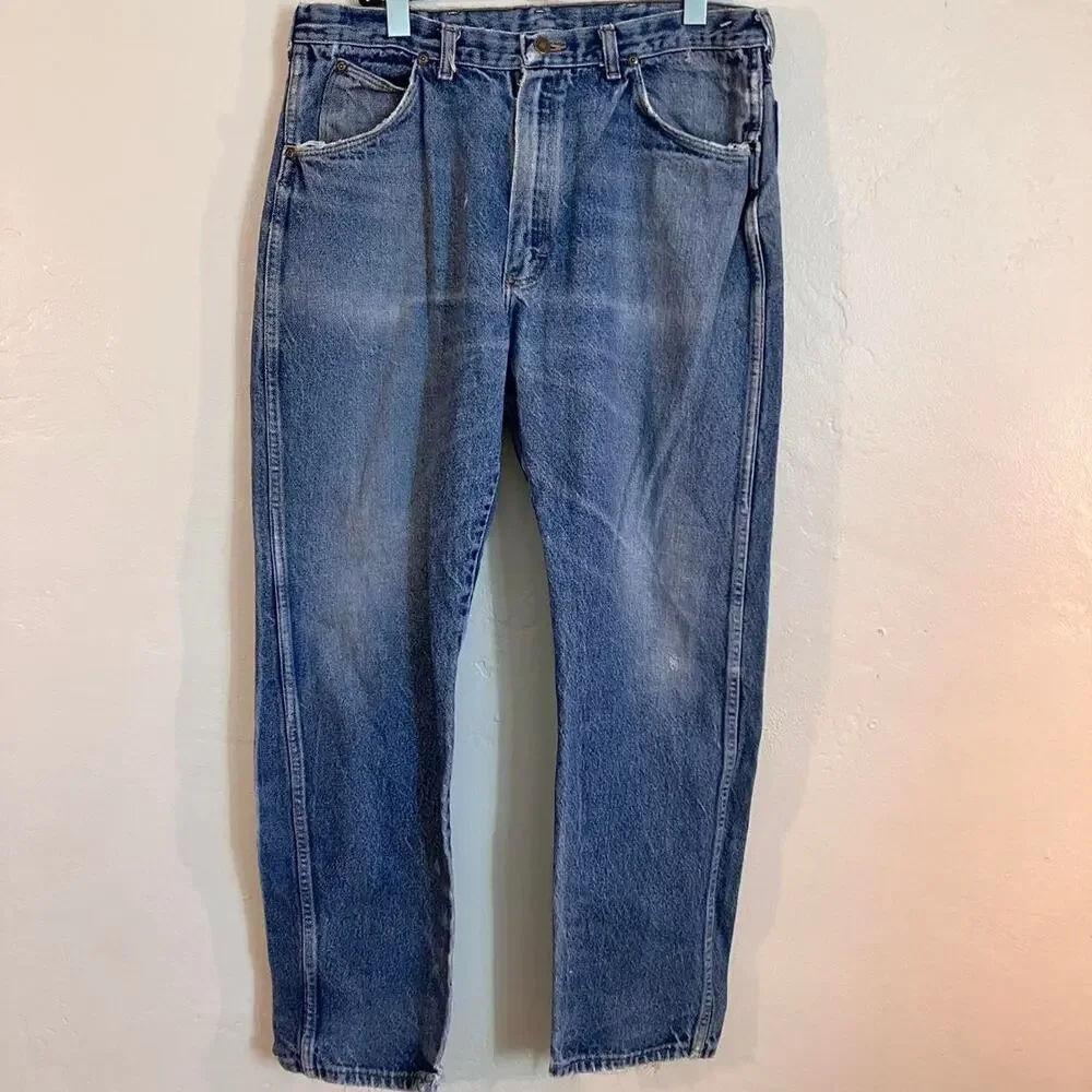 Vintage‎ 70s Wrangler Distressed Light Wash Denim Jeans